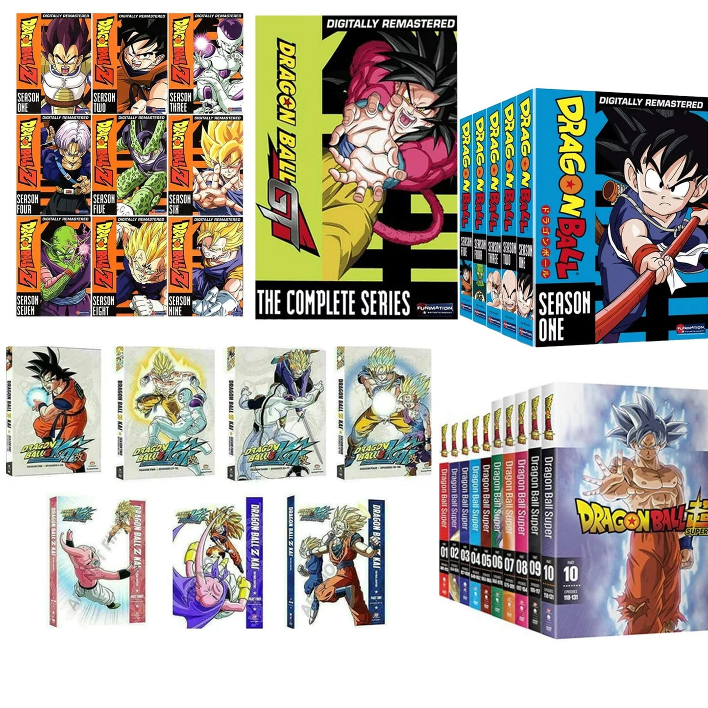 Dragon Ball Z Seasons 1-9 + DB, Z Kai 1-7, Super 1-10, GT DVD Set Animated