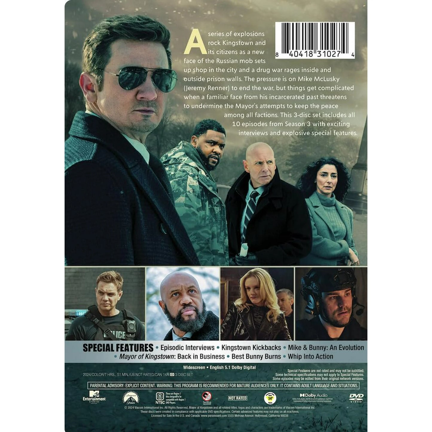 Mayor of Kingstown Season 3 DVD | Complete Viacom Drama Series Box Set (Region 1)