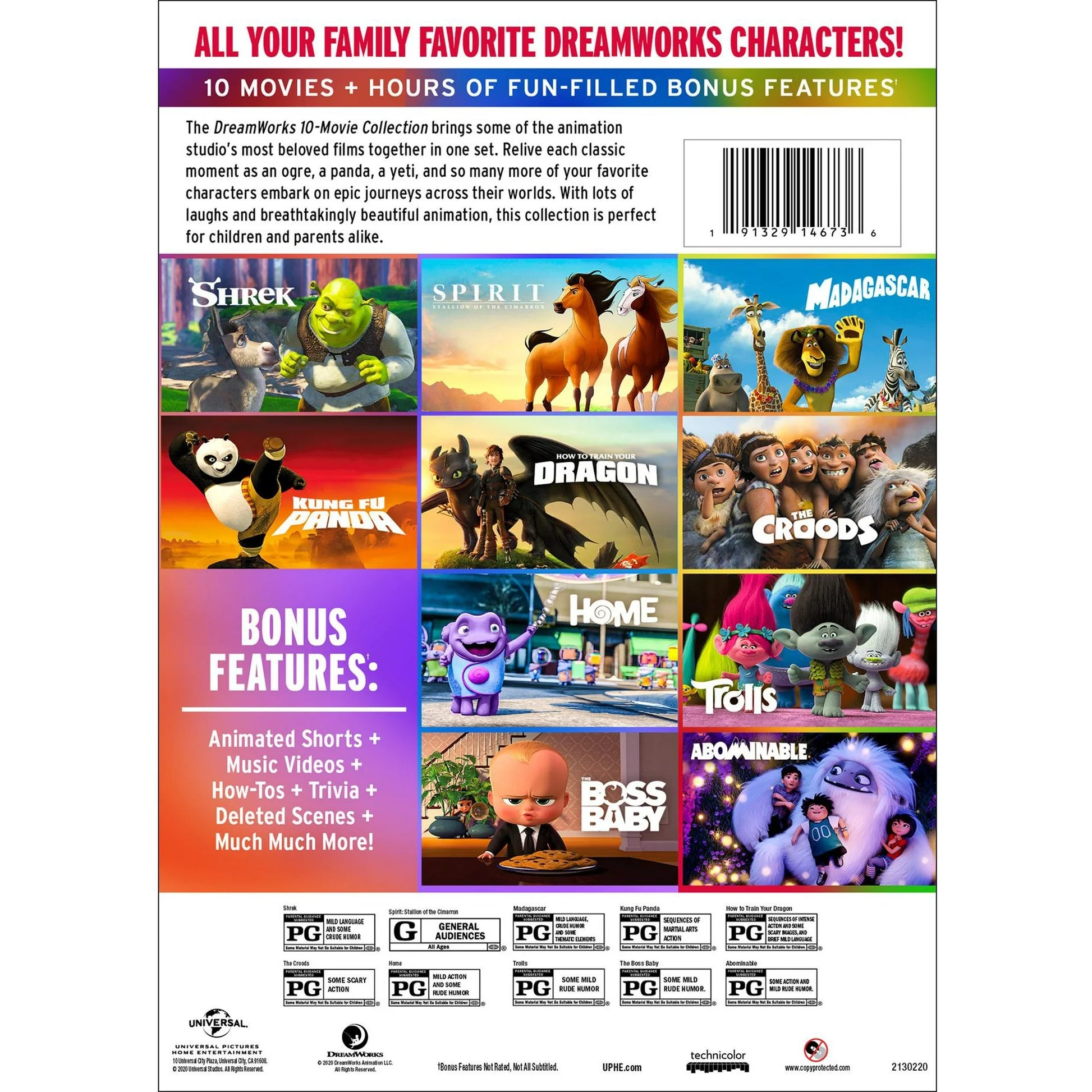 DreamWorks 10-Movie Collection DVD | Family Animated Movie Box Set