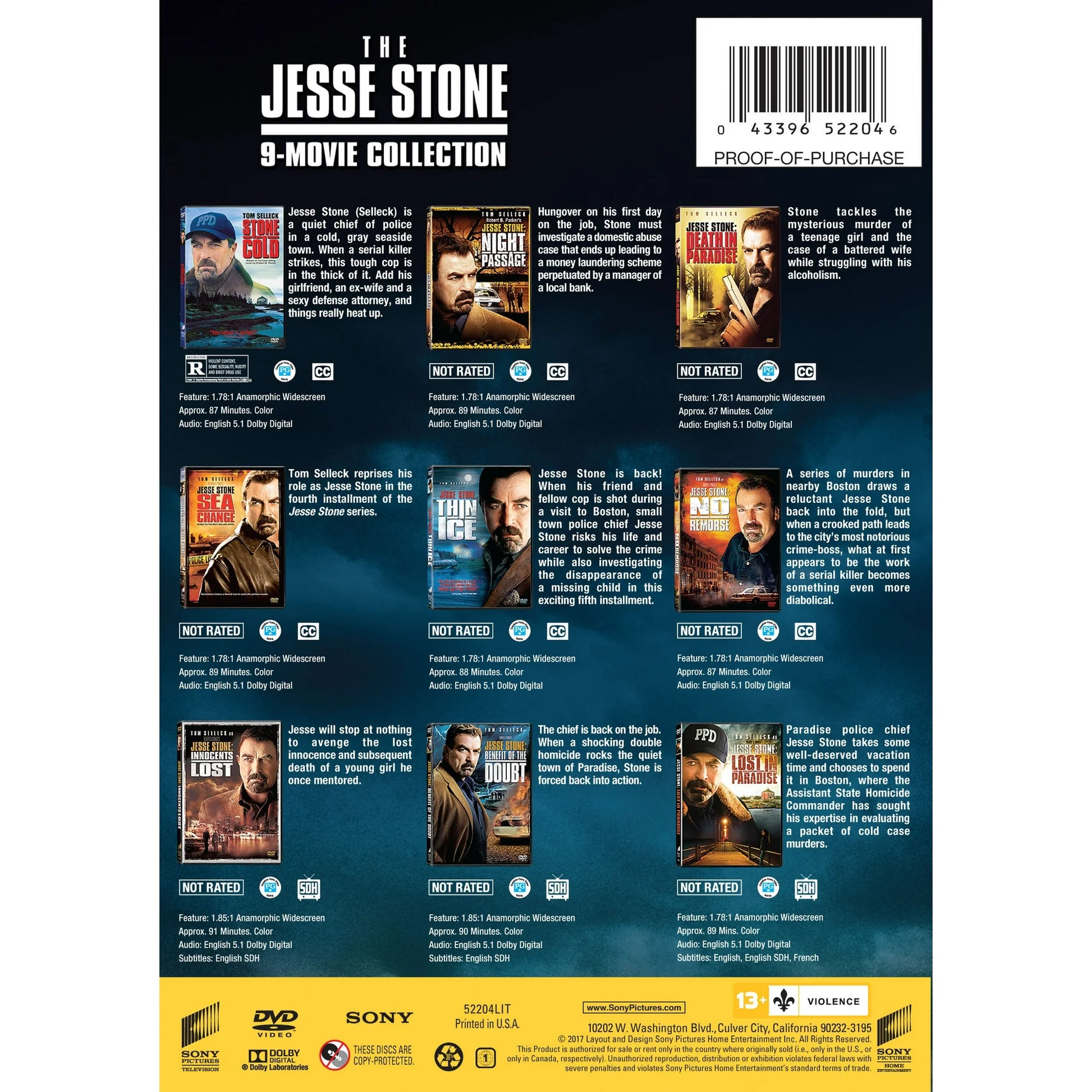 Jesse Stone Complete DVD Collection – All 9 Movies Starring Tom Selleck Set