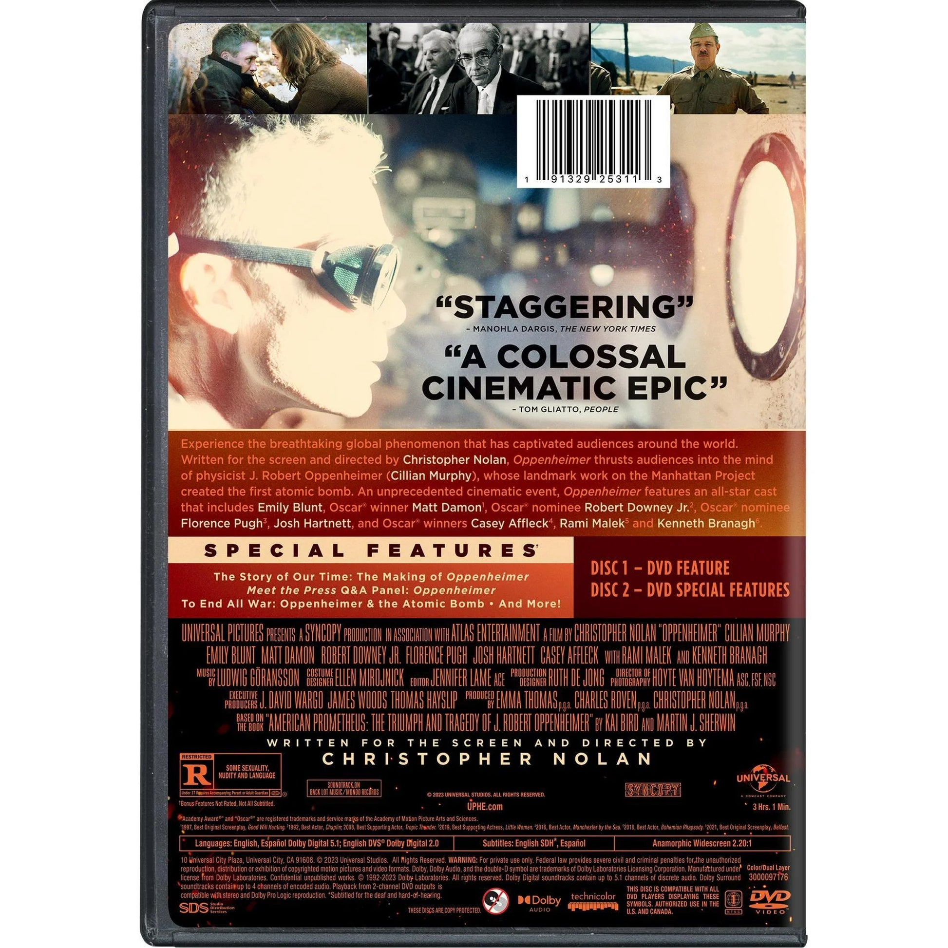 Oppenheimer DVD + Bonus Disc – Christopher Nolan's Epic Biopic with Extras